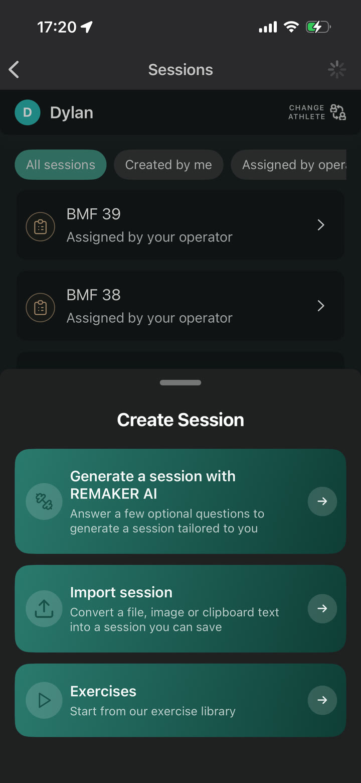 Build your session shown in the REMAKER app