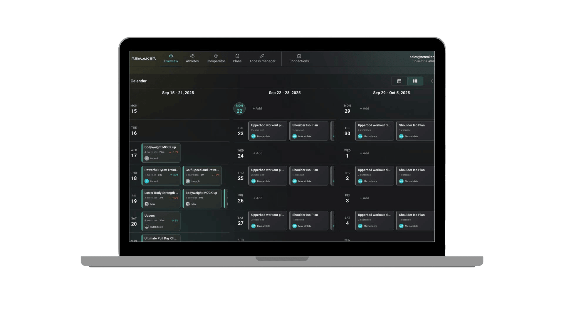 Coach reviewing an athlete’s session on the Remaker dashboard